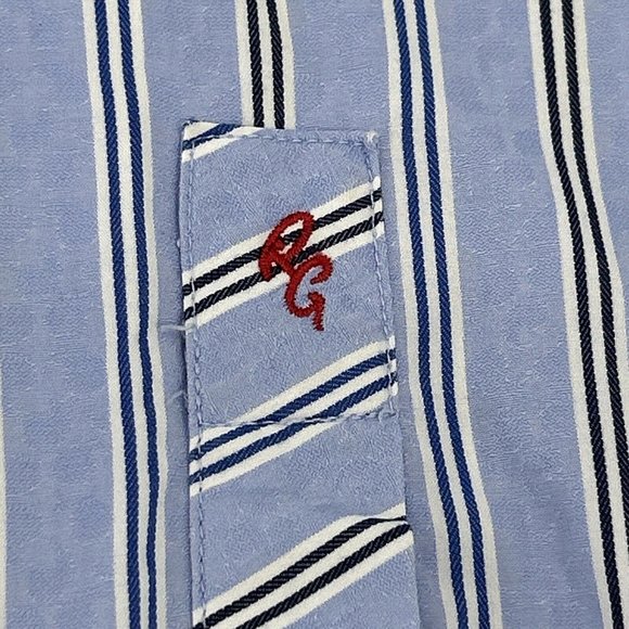 Robert Graham Shirt Men XL Blue White Stripes Long Sleeve Button Down Flip Cuff - Picture 4 of 14